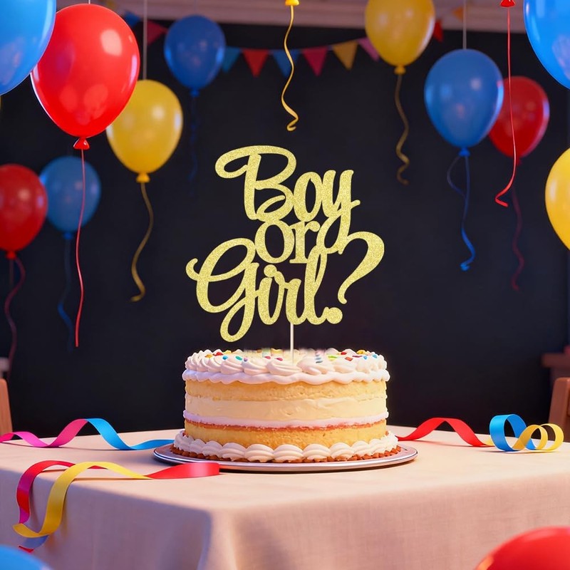 Auteby Boy or Girl Cake Topper – Glitter Baby 1 Count (Pack of 1), Gold