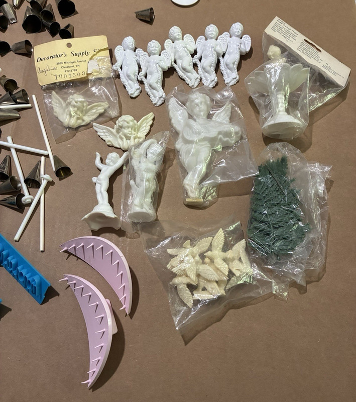 Huge Lot of Cake Decorating Supplies Toppers & MORE Some Vintage gallery