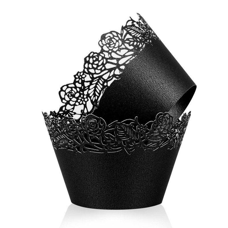 Cupcake Wrappers Pack of 50 Blue Filigree Artistic Bake Cake Paper Cups Littl…