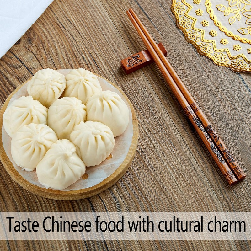Chopsticks Reusable,Wooden Dragon and Phoenix Chopsticks Set with Dishwasher ... gallery