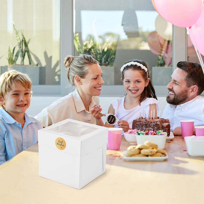 25Pcs 8X8X8 Inch Cake Boxes, White Bakery Boxes with Window, Square Disposable C gallery