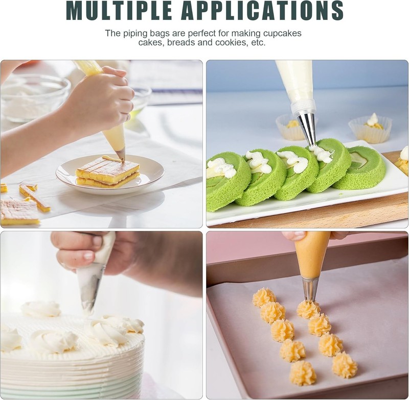 Piping Bags & Tips Set Cakes Decorating Supplies Kit W/ 100pcs 12 Inch Pastry gallery