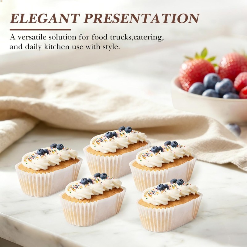 1000Pcs Oval Cake Paper Cups Grease Proof Cupcake 7.20X3.50X2.50CM, White gallery