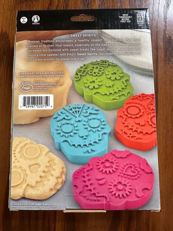 Fred Sweet Spirits Kooky Creepy Sugar Skull Cookie Cutters/Stampers New 4 Pk gallery