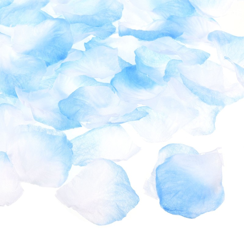 1200Pcs Artificial Rose Petals Silk Flower Decoration, Light Blue White