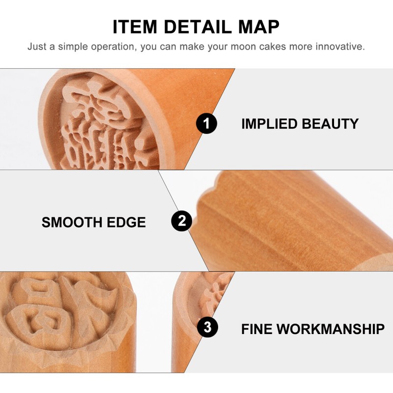 2Pcs Pastry DIY Pattern Maker Wooden Cookie Stamp Manual Moon Cake Press gallery