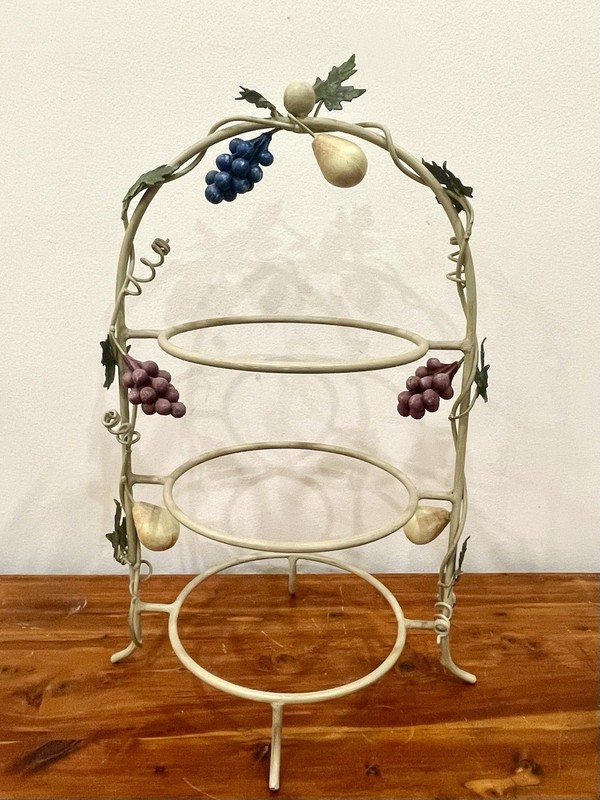 VTG Mikasa Wrought Iron 3-Tier Plate Stand Cake Dessert Grapevine Pear High Tea