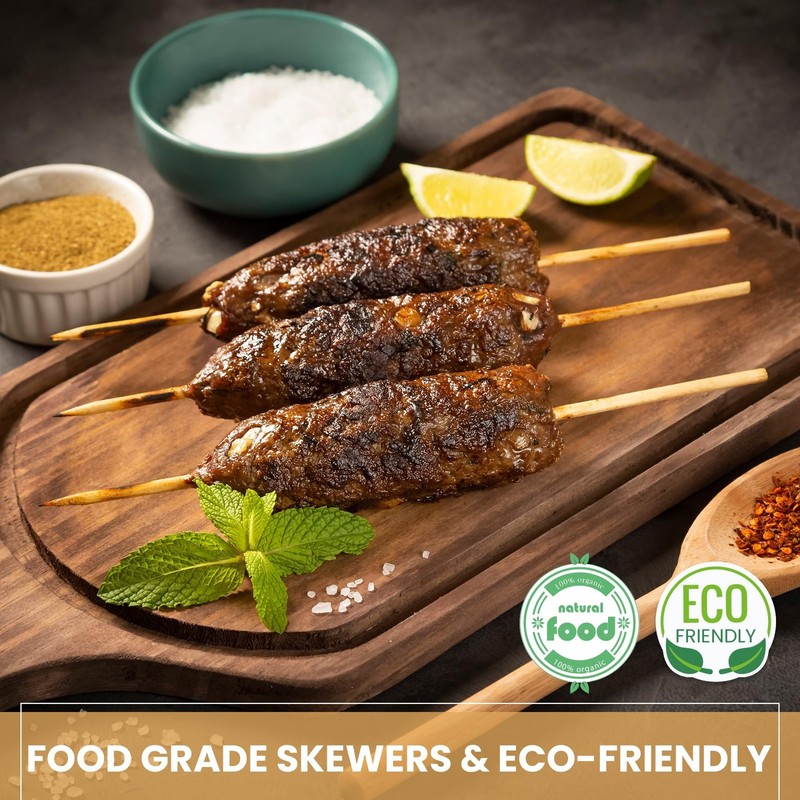 DecorRack 10" Natural Bamboo Skewers Sticks, 400 Wood Skewers for Grilling, B... gallery