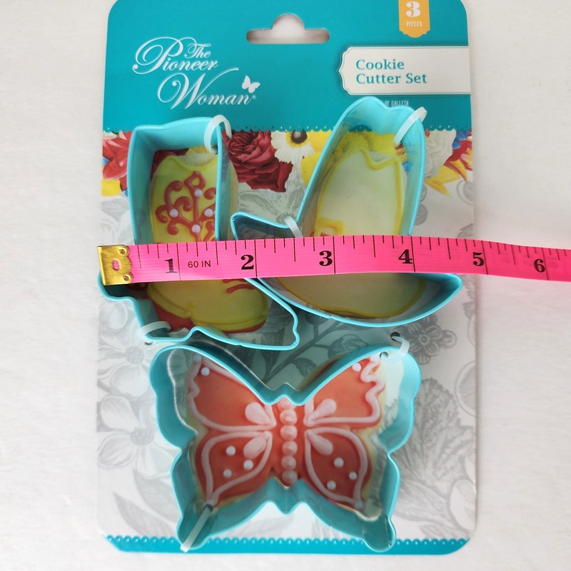 Pioneer Woman 3 Piece Cookie Cutter Set Cowboy Boot Hat & Butterfly Blue New gallery