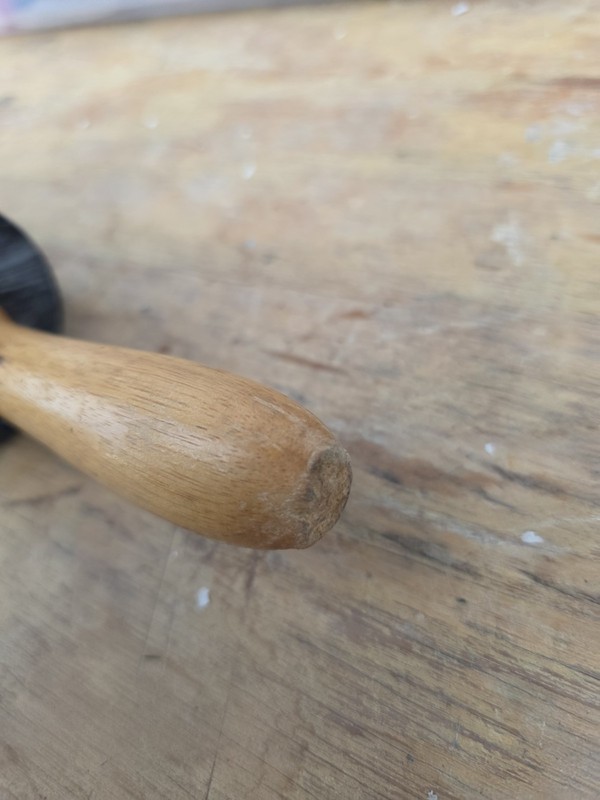 Vintage Kitchen Black Marble Rolling Pin with Oak Handles gallery