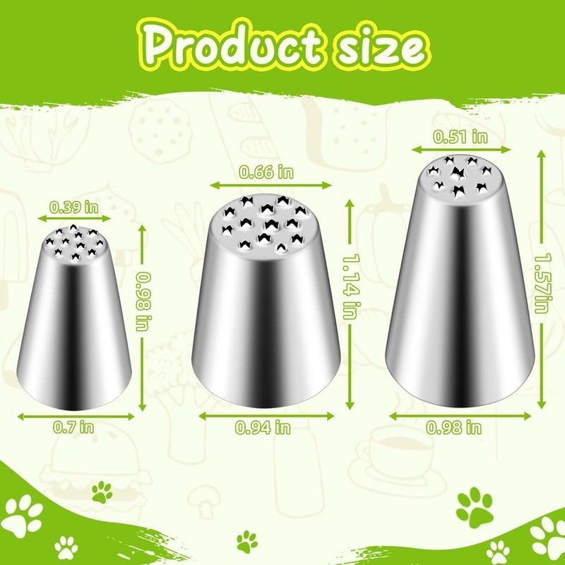 304 Steel Grass Piping Tips: 3-Piece Frosting Set for Stunning Dessert Designs gallery