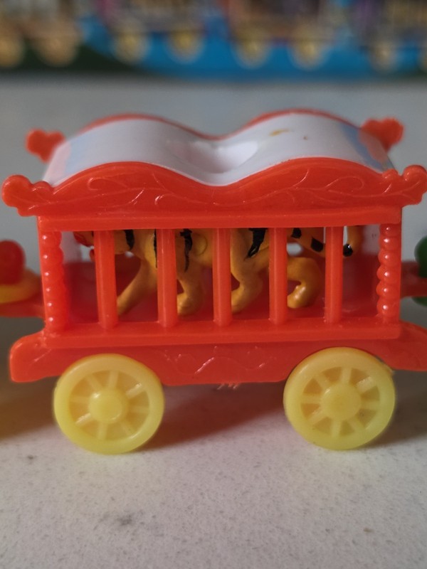 Vintage NOS MCM Circus Train Birthday Cake Candle Holder Plastic W/Candles gallery