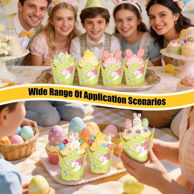 100 PCS Easter Basket Stuffers Tulip Cupcake Liners Baking Cups Bunny Egg gallery