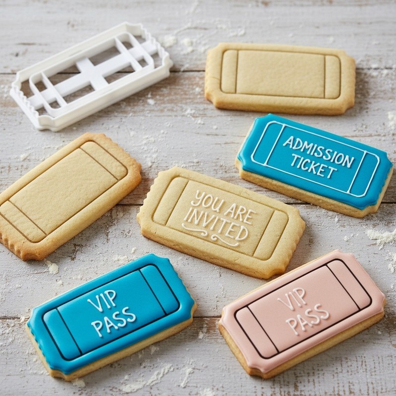 Event Ticket cookie cutter - carnival festival invitation retro vip Admit One gallery