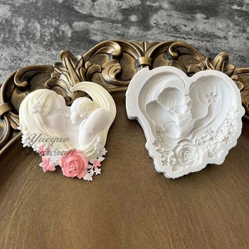 3D Mother and Baby Silicone Mold Fondant Cake Topper Chocolate Mould Food Safe gallery