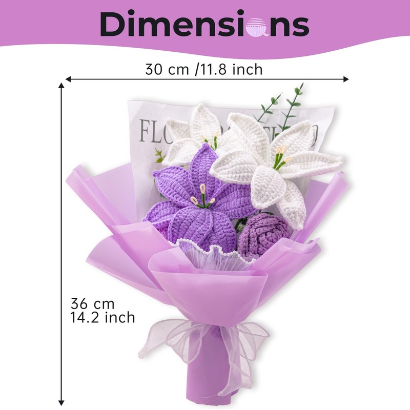 YSHomy Crochet Flowers, Crochet Flower Bouquet with Lily & Rose,Gifts for Birthd gallery