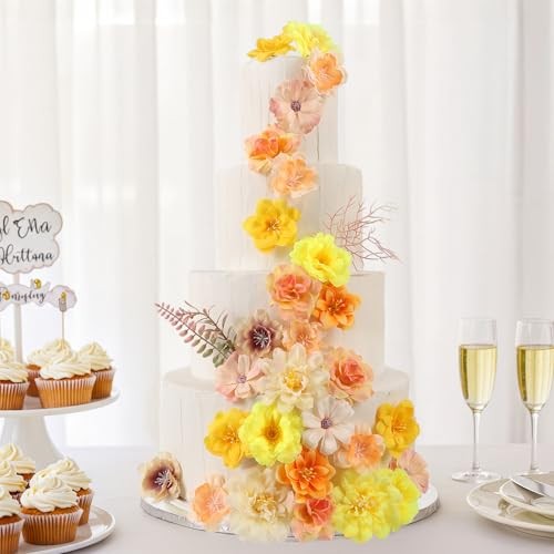 210 Pcs Mini Silk Flower Heads Small Fake Rose Daisy Faux Flowers Bulk Yellow gallery