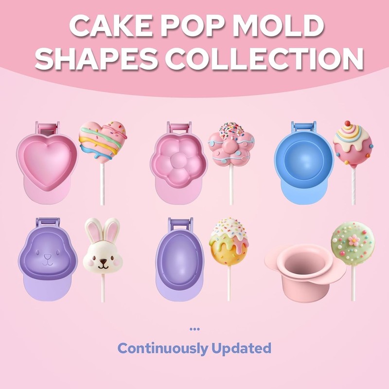 2 Pcs Easter Cake Pop Molds with 100 Sticks & Silicone Fondant Mold,Bunny&Egg... gallery