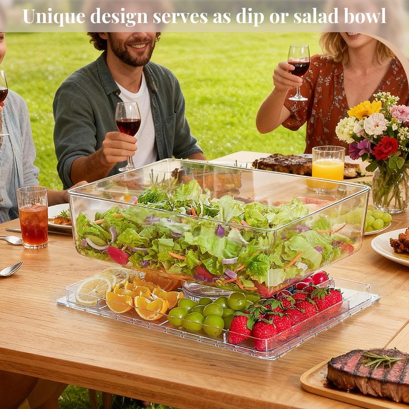 Cake Stand with Lid-Extra Large 17" Rectangular Cake Holder,8-in-1 Multi-Func... gallery