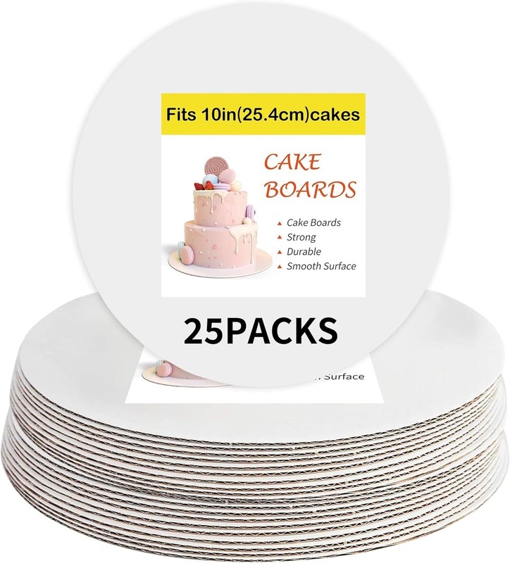 Pack 25 bases redondas blancas pastel carton grado alimenticio 10 pulgadas mas