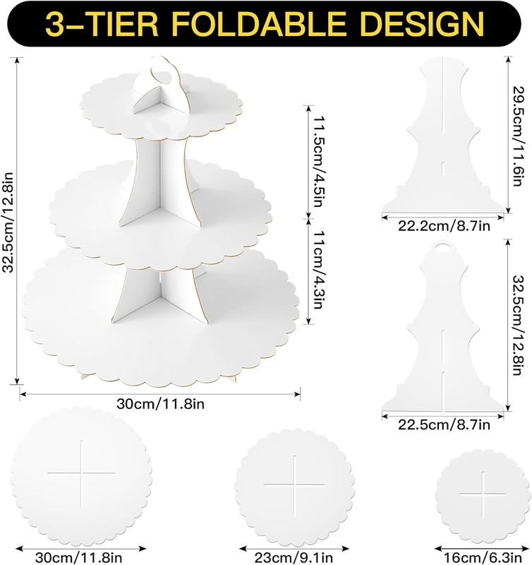 Versatile 3-Tier Cupcake and Dessert Stand for All Occasions - Lightweight gallery