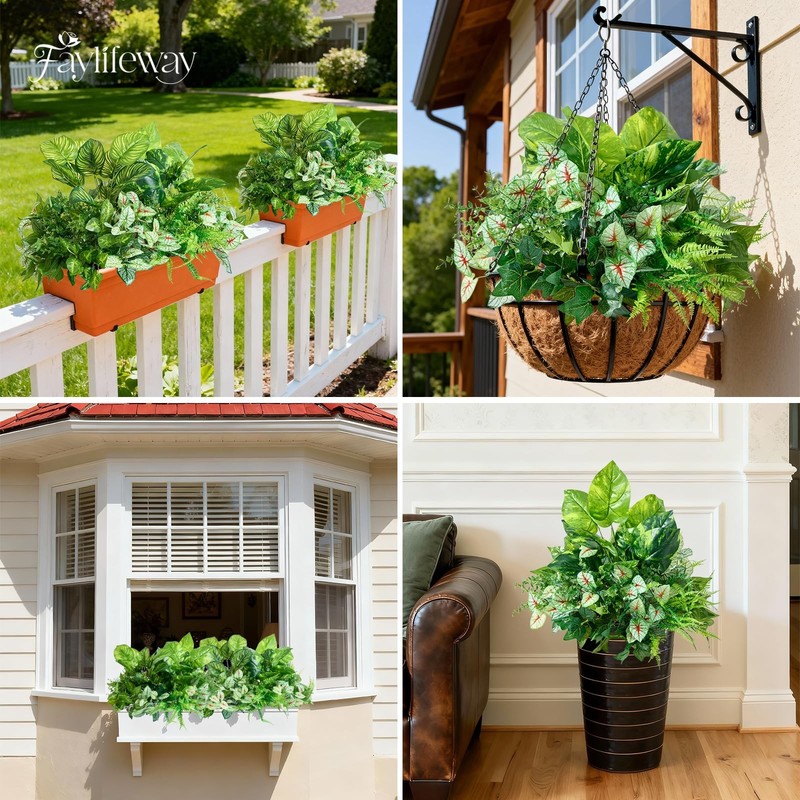 Faylifeway 24 Bundles Artificial Plants Outdooruv Resistant Fake Greenery Stems gallery