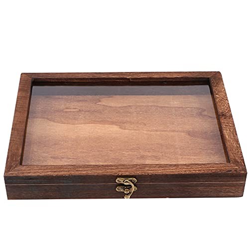 Wood Glass Top Display Case Wooden Jewelry Display Case Storage Tray