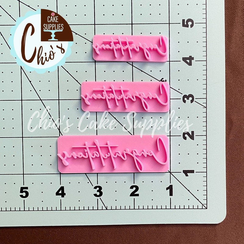 "Congratulations" word Fondant Embosser Stamp, 3 sizes gallery