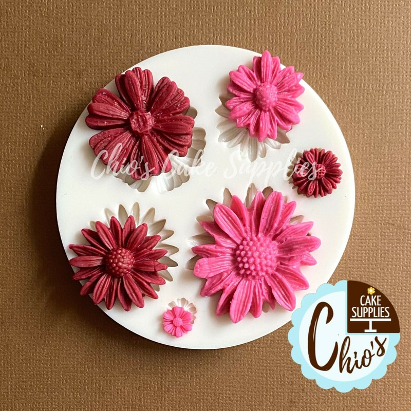 Daisies / dandelion / sunflower flowers silicone mold. 6 cavities gallery
