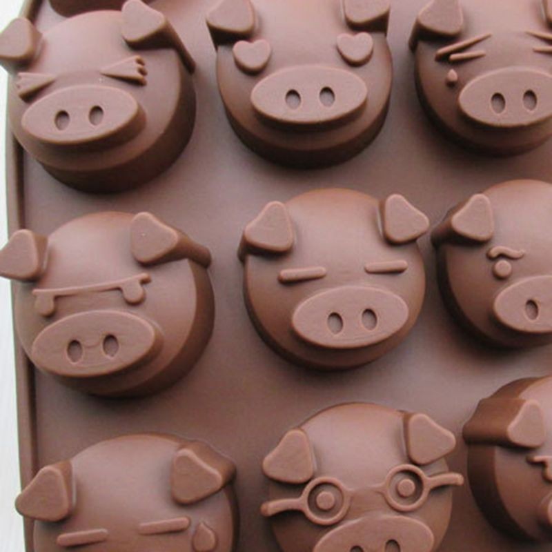 15 Holes Funny Pig Shaped Silicone Soap Candy Fondant Chocolate Mould Cookies Ca gallery