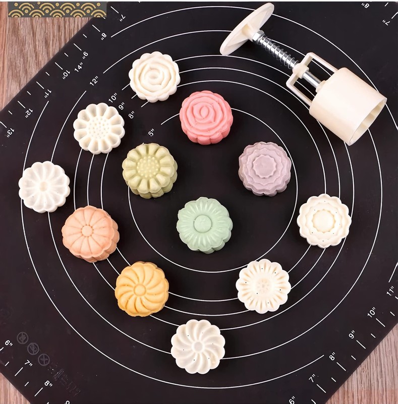 Mid-Autumn Festival DIY Hand-Pressure Moon Cake Mould，50G Moon Cake Mold Set(1 M gallery