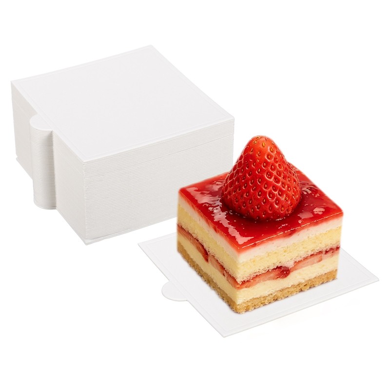 50 Pcs Mini Cake Boards, 3.5 Inch Square Mousse Cake Base, White
