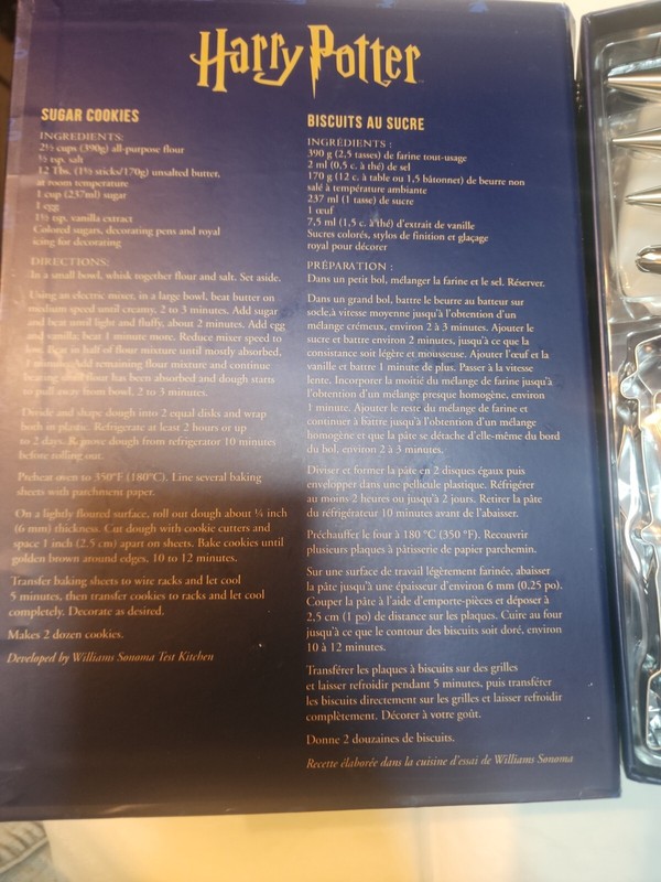 Williams Sonoma Wizarding World Harry Potter Cookie Baking Kit New Unused gallery