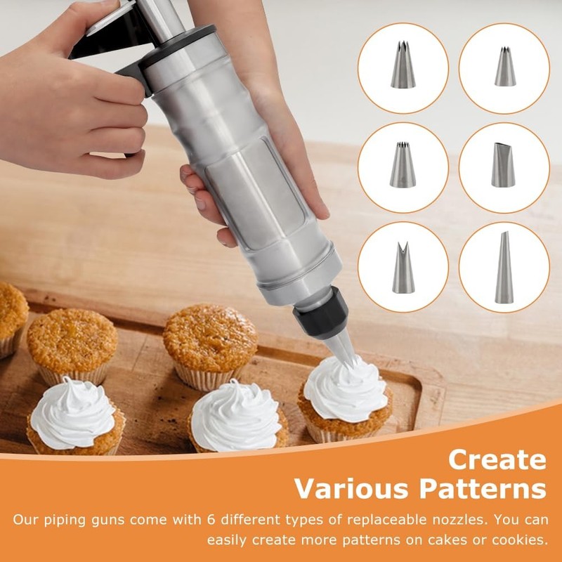 Dessert Decorating Syringe Set, Frosting Piping Kit with 6 Piping Tips, 9 cup... gallery