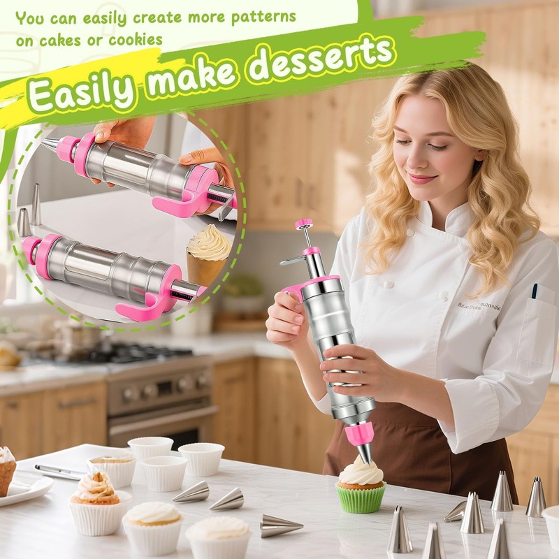 Dessert Decorating Syringe Set, Frosting Piping Kit Stainless Steels Cake Dec... gallery