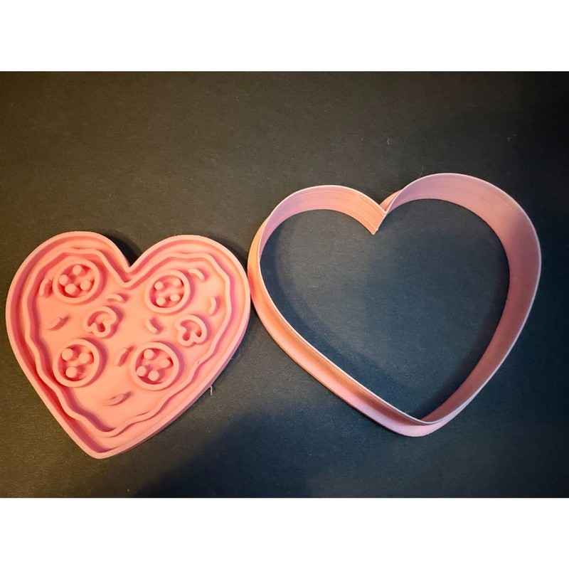 Pizza Heart Cookie Cutter Set, Pink Heart Pizza Stamp and Cutter gallery