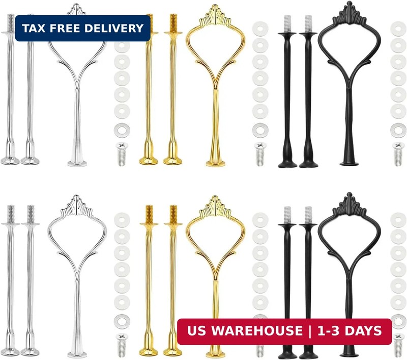 6 Sets Cake Tier Stacking Kit – 3 Tier Stand with Crown Type Cake Tray, Fruit Tr