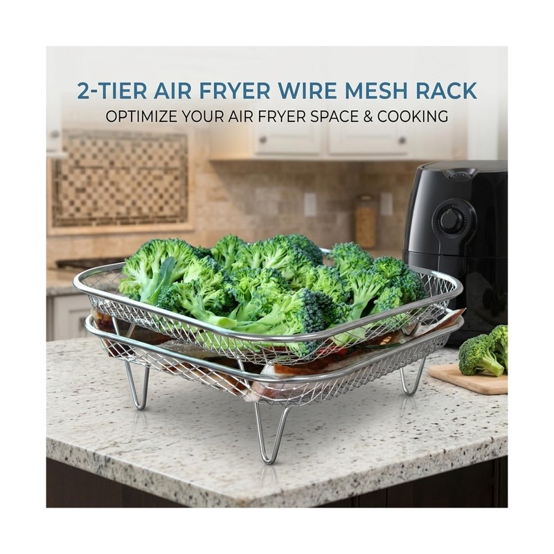 Dual-Layer Air Fryer Rack Set with Elevated and Regular Support Leg... Fast Ship gallery
