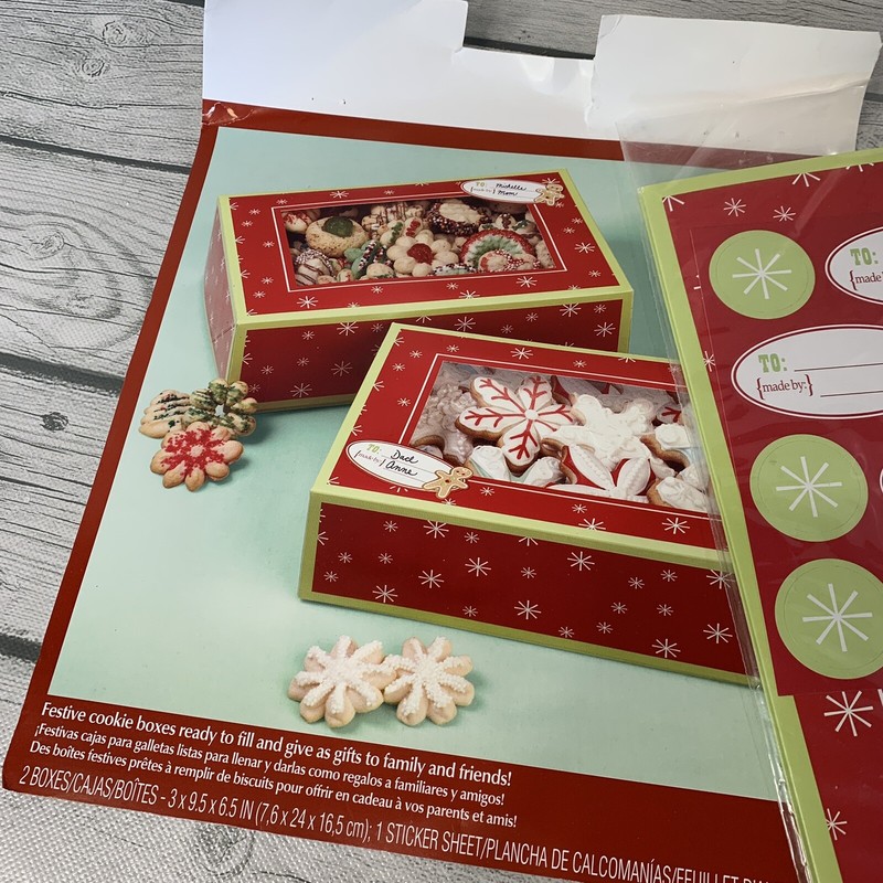 2 Paper Christmas Packaging Box for Candy Cookie Baking Gift Boxes Decor Sticker gallery