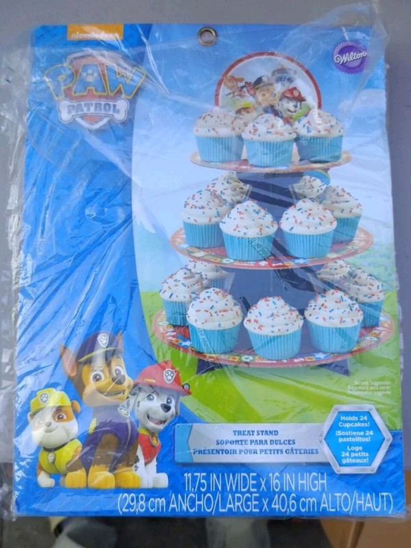 Wilton Paw Patrol 3Tier 24Cupcake Treat Stand Cardboard Nickelodeon Birthday