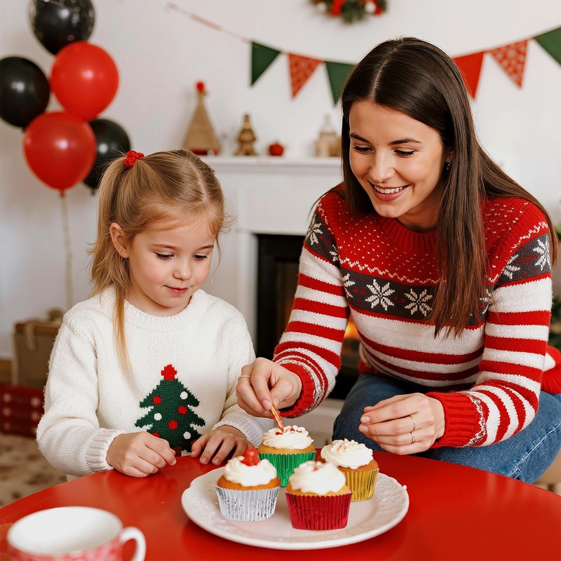 100PCS Wedding Cupcake Liners Red Green Gold Silver Foil Baking Cups Standard... gallery