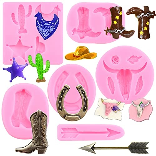 Bull Head Silicone Molds Feather Arrow Cowboy Boots Horseshoe Hoof Style A gallery