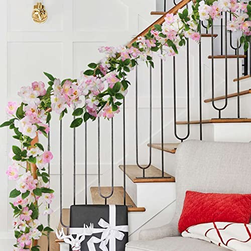 CISDUEO Artificial Cherry Blossom Flower Vine Hanging Cherry Blossom Pink gallery