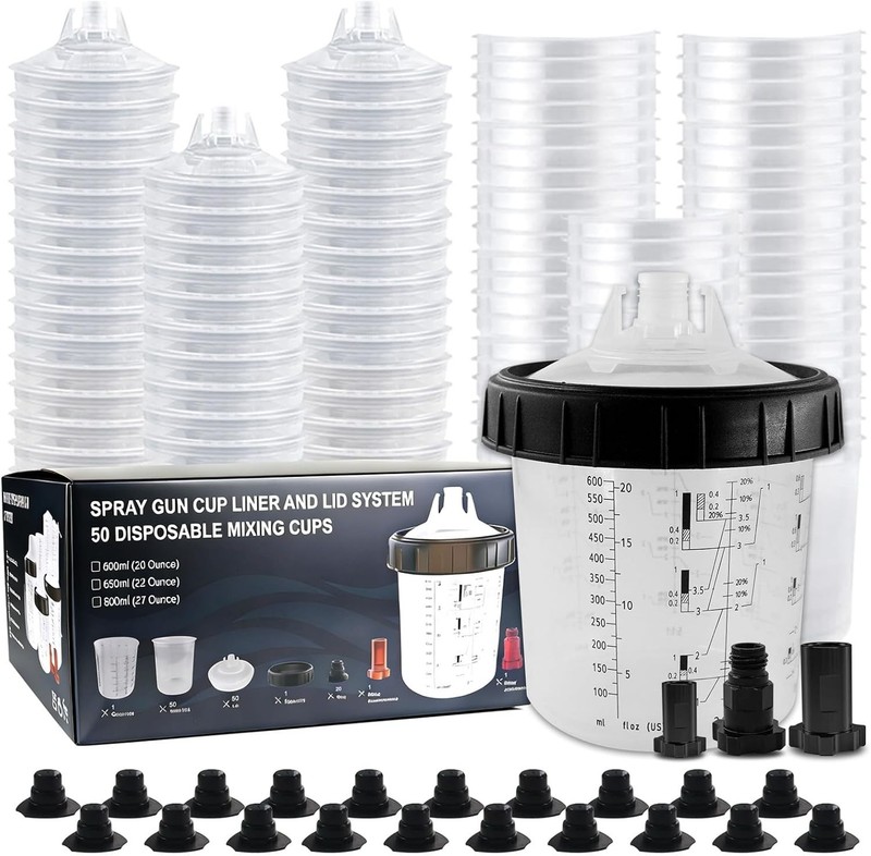Professional 600ml Disposable Paint Cup System With Multi-Thread Adapters gallery