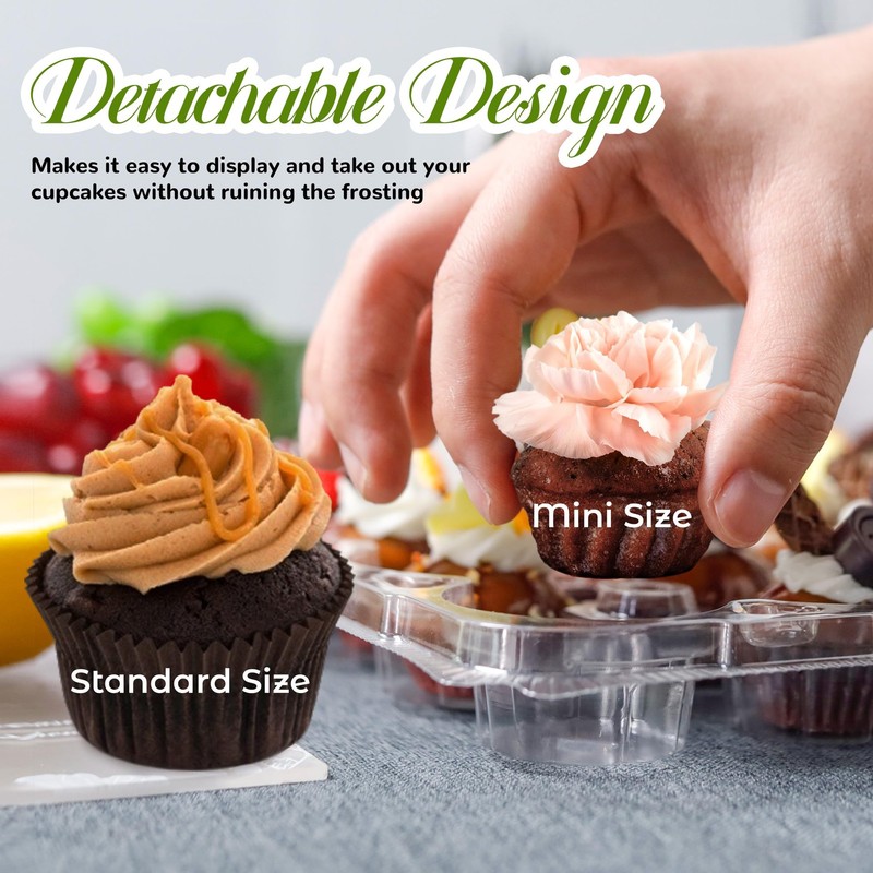 24 Count Mini Cupcake Containers 15 Pack Cupcake Holder with Detachable Tall ... gallery