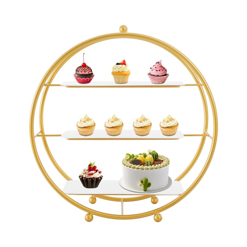 2 Pcs Gold Tiered Cupcake Stand 3 Tier Dessert Stand Circle Cupcake Holder Stand gallery