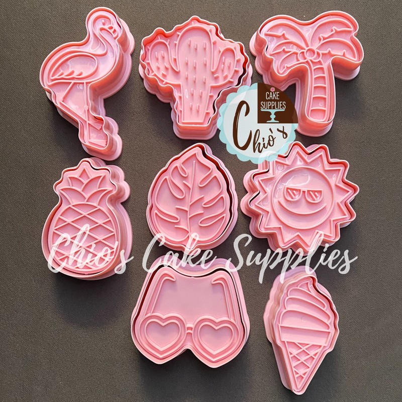 Beach / Summer Theme Cookie Cutter With Stamp 16 pieces set
