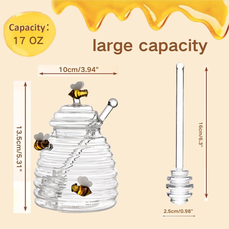 glass honey jar with dipperbeehive shaped honey pothoney container with dippe... gallery