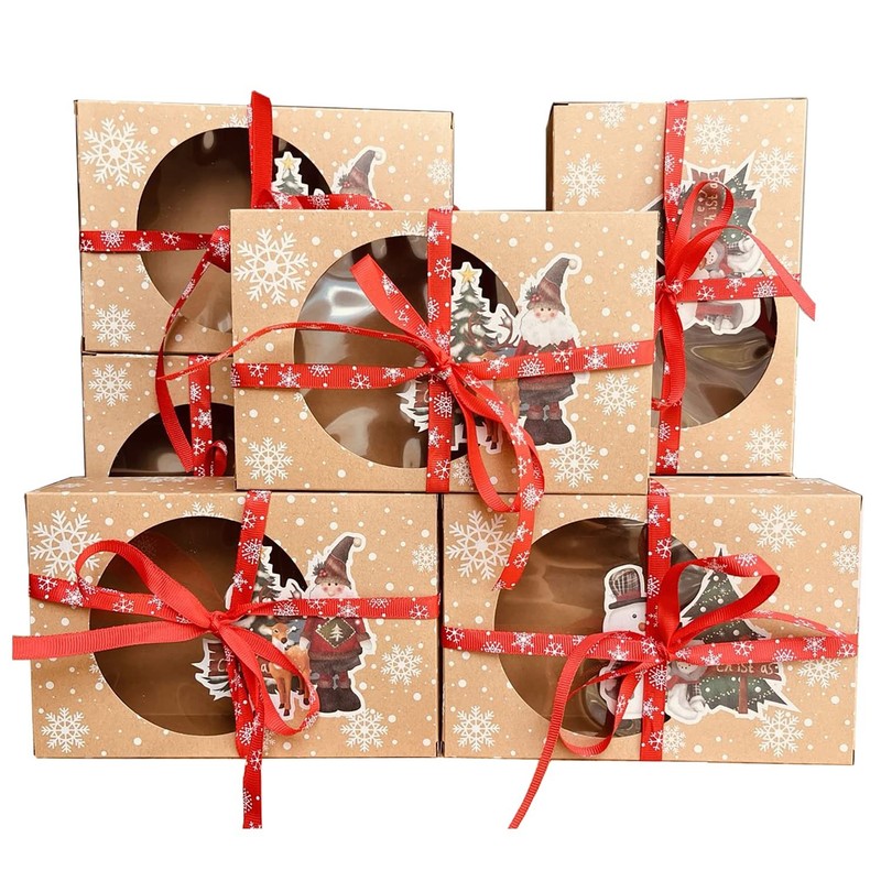 Christmas Cookie Boxes with Window, Food Grade Bakery Treat Boxes Party Favors
