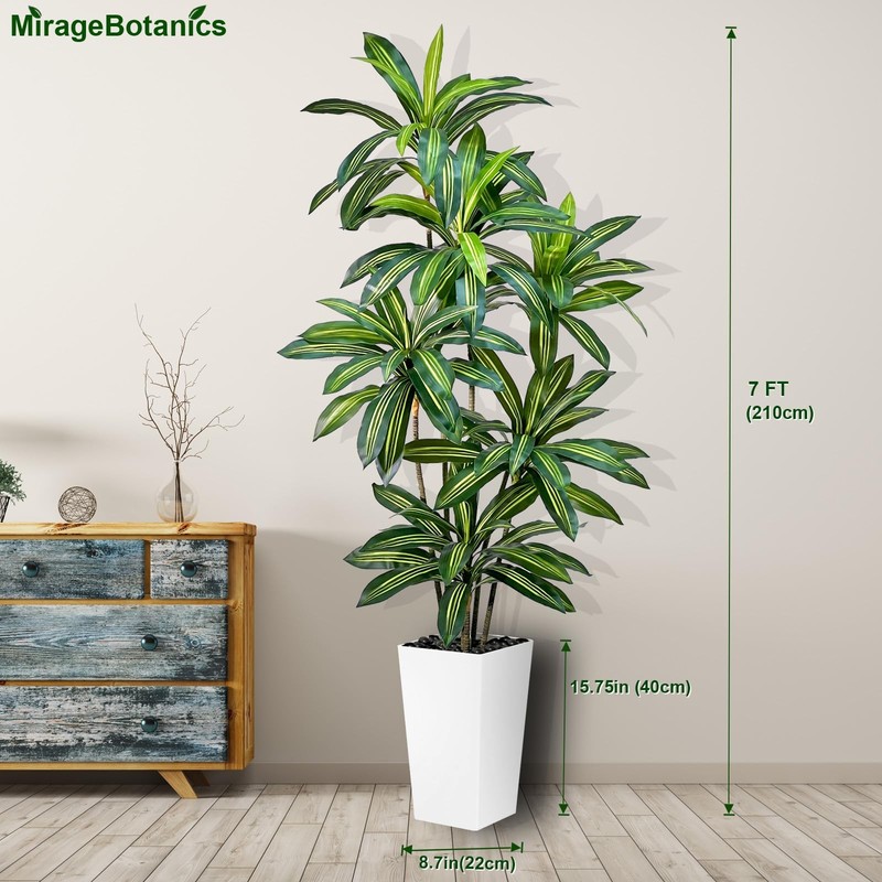 Miragebotanics Artificial Dracaena Tree 7Ft Tall Fake Plant Whiteplanter - gallery